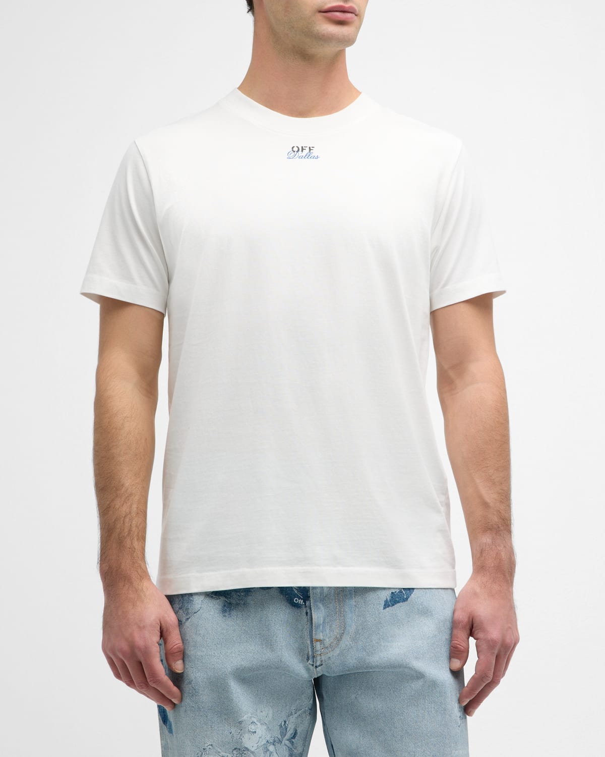 Off-white Men's Dallas City Printed T-shirt In White Blue
