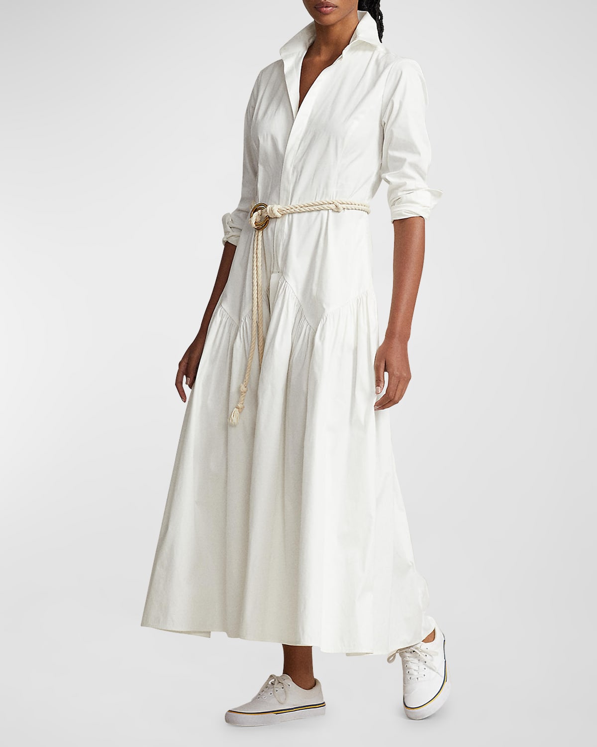 Polo Ralph Lauren Shirred-yoke Oxford Shirtdress In White