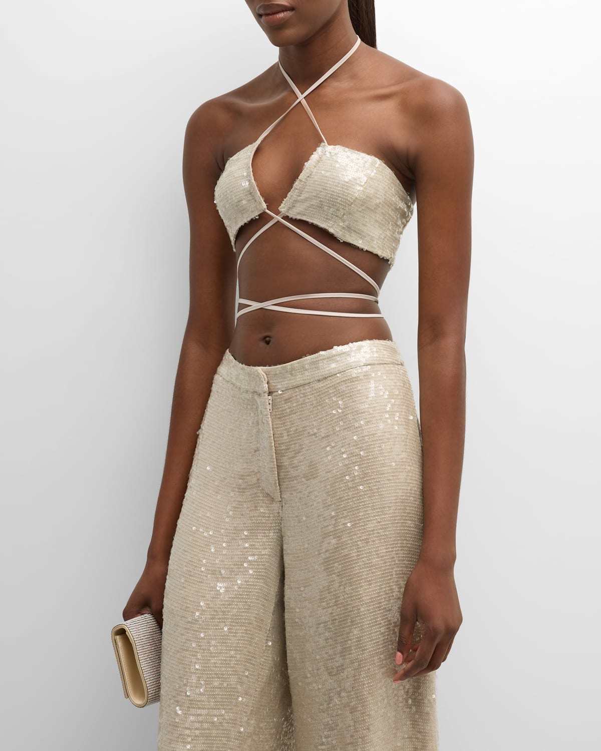 Lapointe Sequin Bra Top In Gray