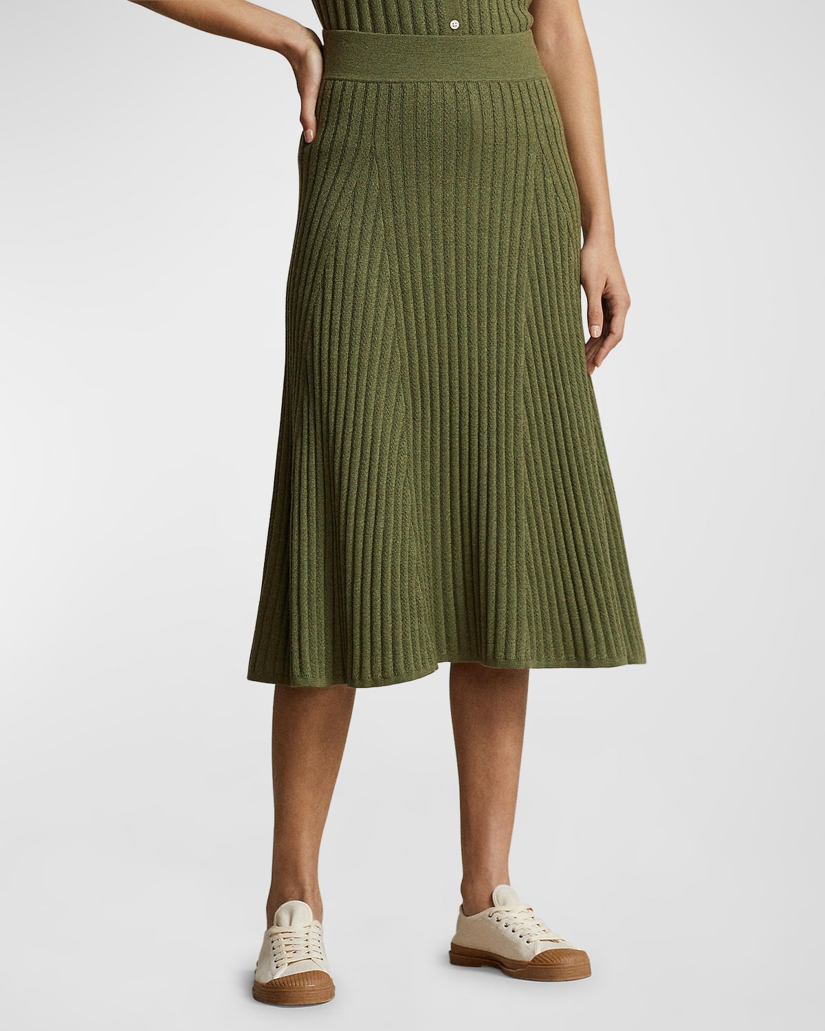 Polo Ralph Lauren Merino Wool A-line Skirt In Sage Melange
