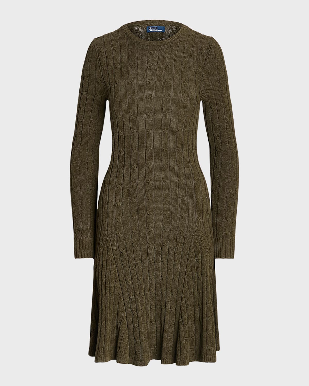 Polo Ralph Lauren Cable-knit Round-neck Dress In Canopy Olive
