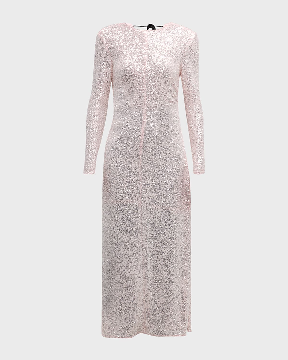 Shop Ganni Long-sleeve Sequin Maxi Dress In Mauve Chalk