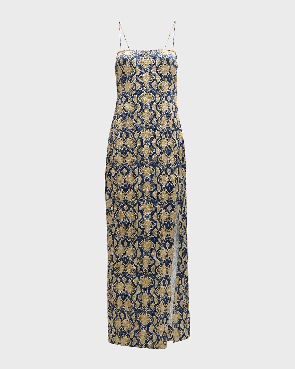 Ganni V-neckline Dress With Python Pattern In Safari