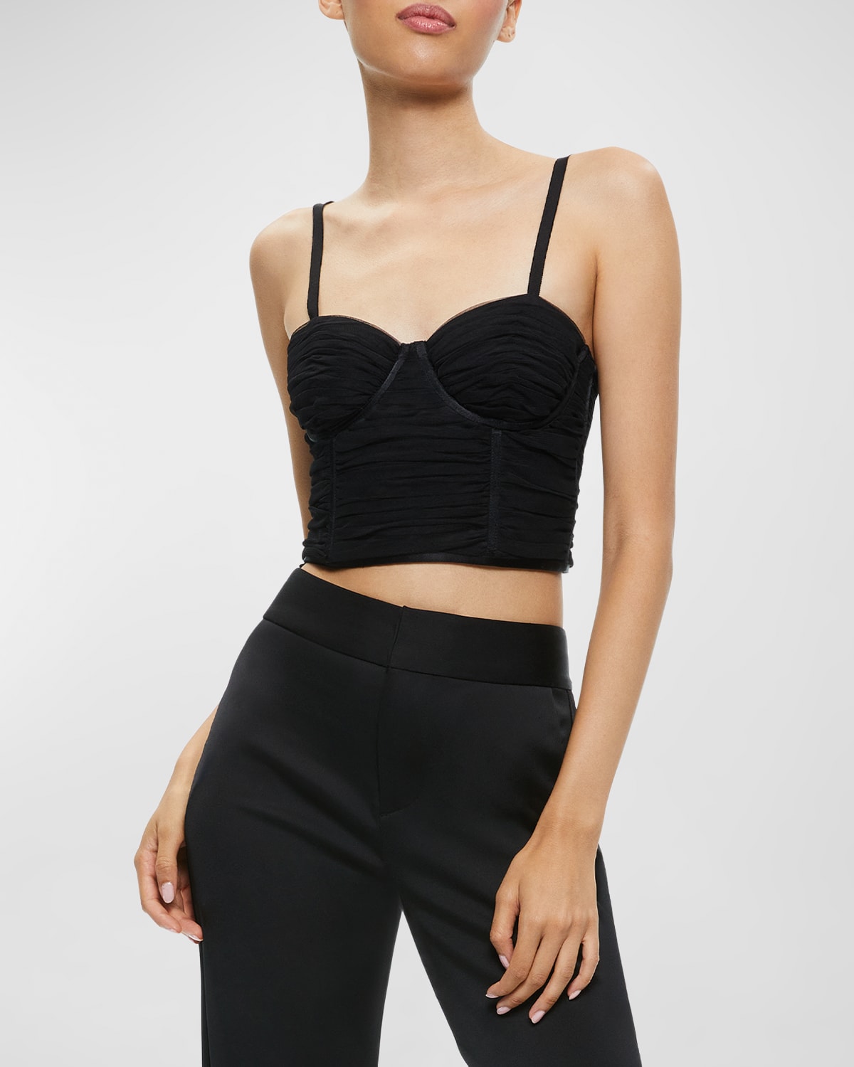ALICE AND OLIVIA DAMIA RUCHED BUSTIER TOP