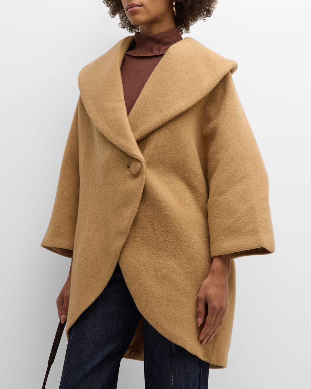 Frances Valentine Oversized Shawl-collar Cocoon Coat In Camel