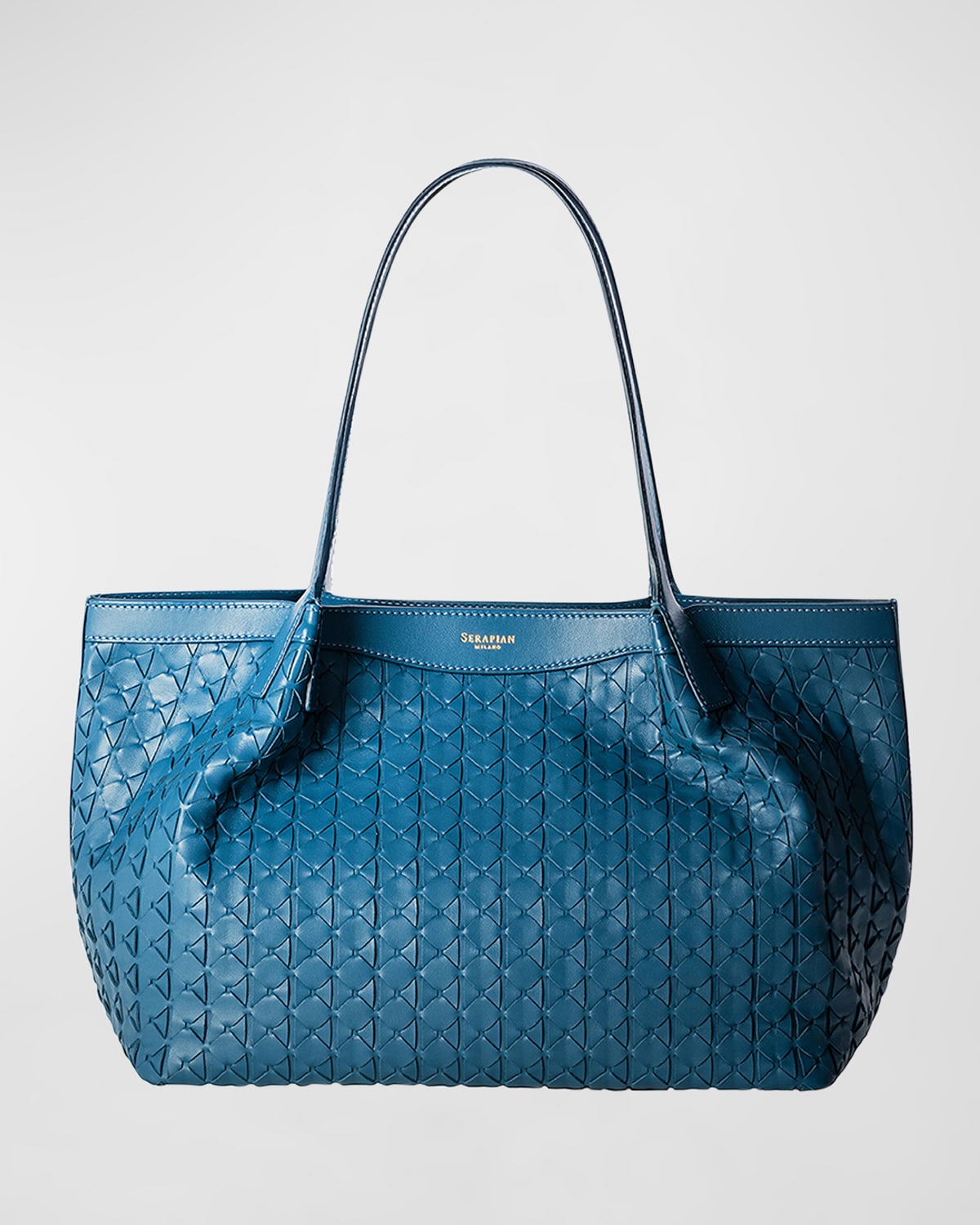 Serapian Secret Small Mosaic Leather Tote Bag In Blue Jeans