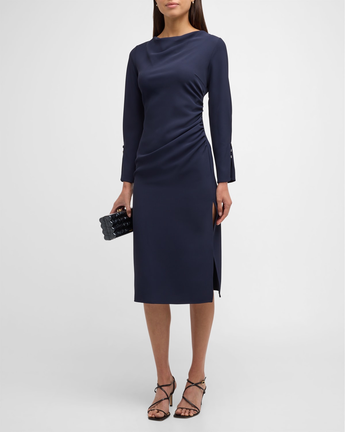 Luchino Cowl-Neck Crepe Midi Dress