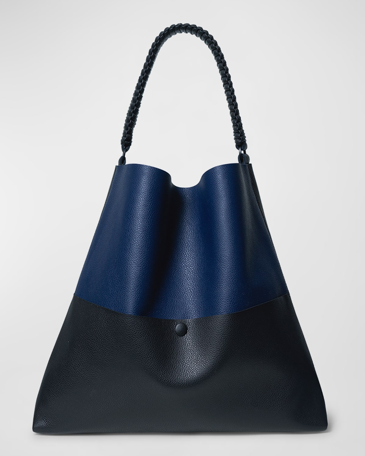 Grained Leather Slim Tote Bag