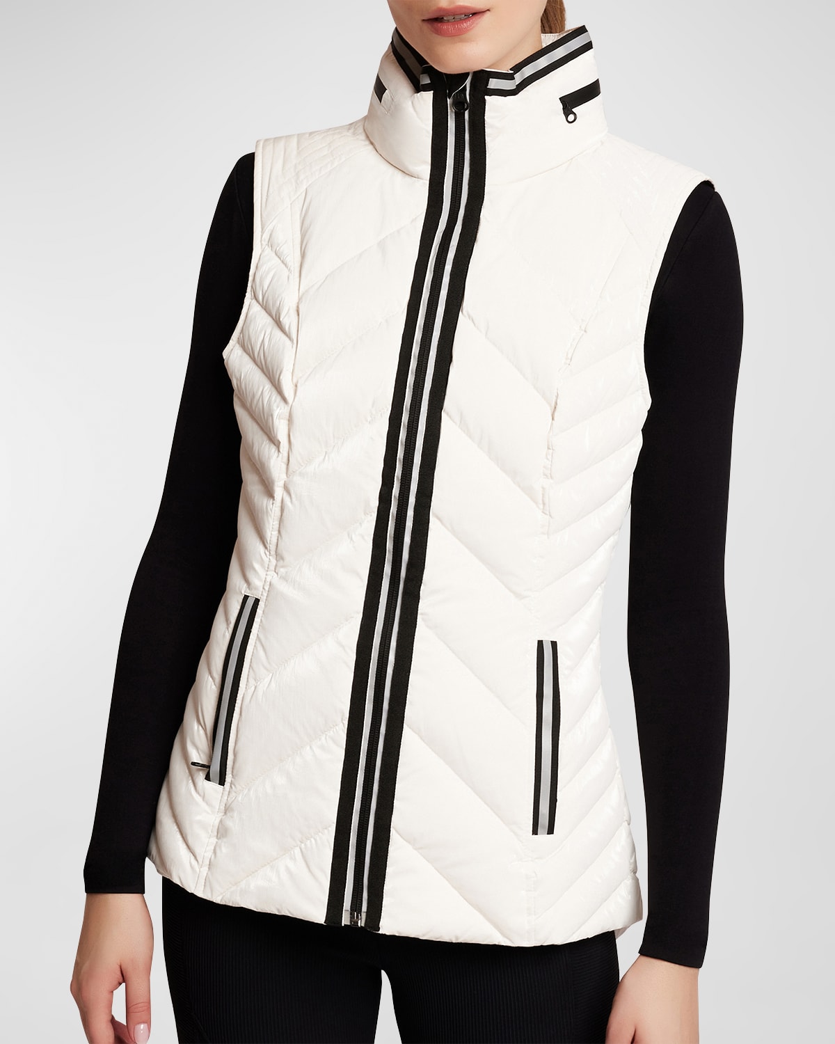 Super Hero Puffer Vest With Reflective Trim In White