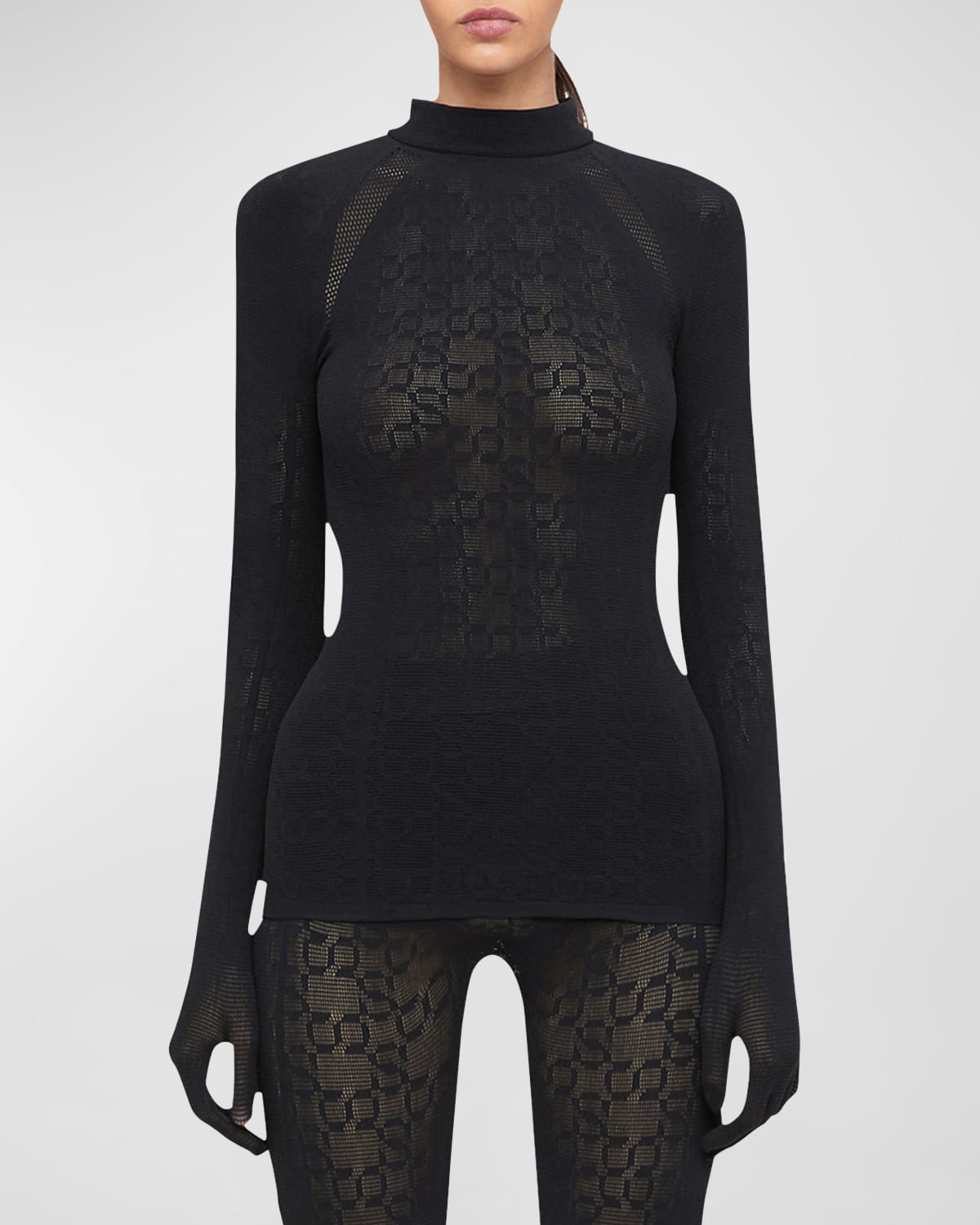 Shop Wolford X Simkhai Warp-knit Top With Gloves In Black