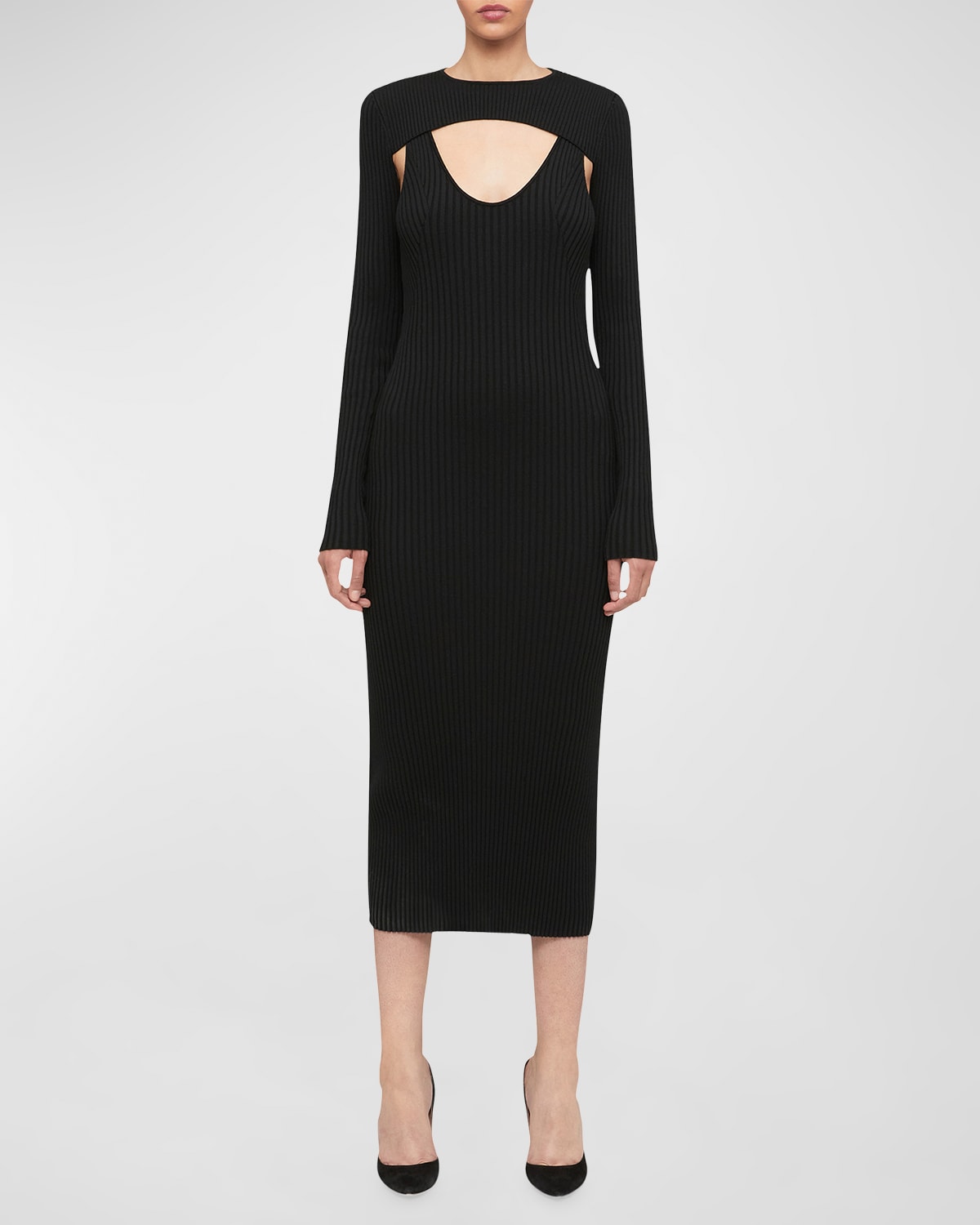 Shop Wolford X Simkhai Cutout Knit Midi Dress In Black