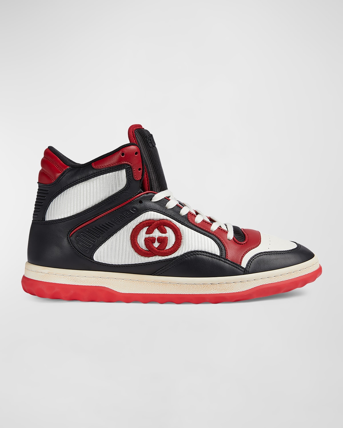 Gucci Men's Mac 80 Embroidered High-top Sneakers In Black