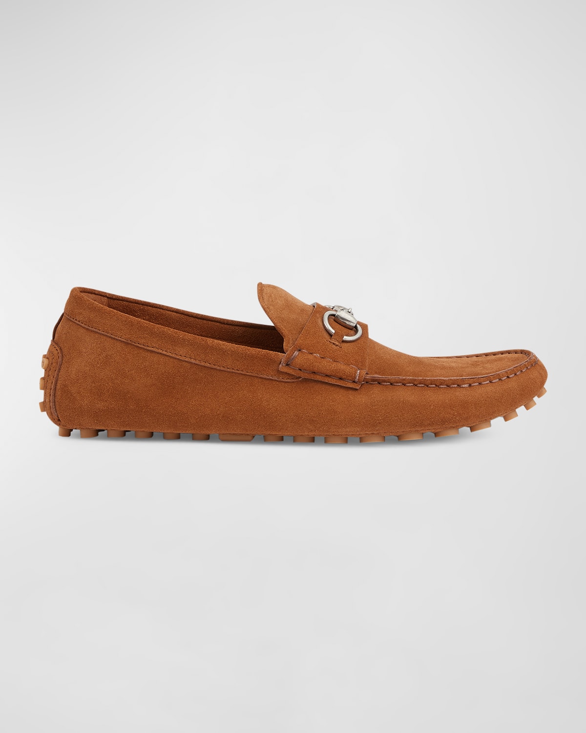 Gucci Men's Byorn Suede Horsebit Loafers In Brown