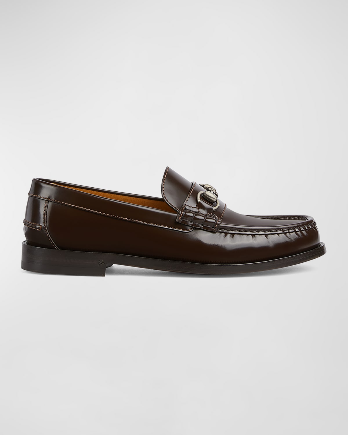 Gucci Men's Kaveh Leather Bit Loafers In Night Cocoa