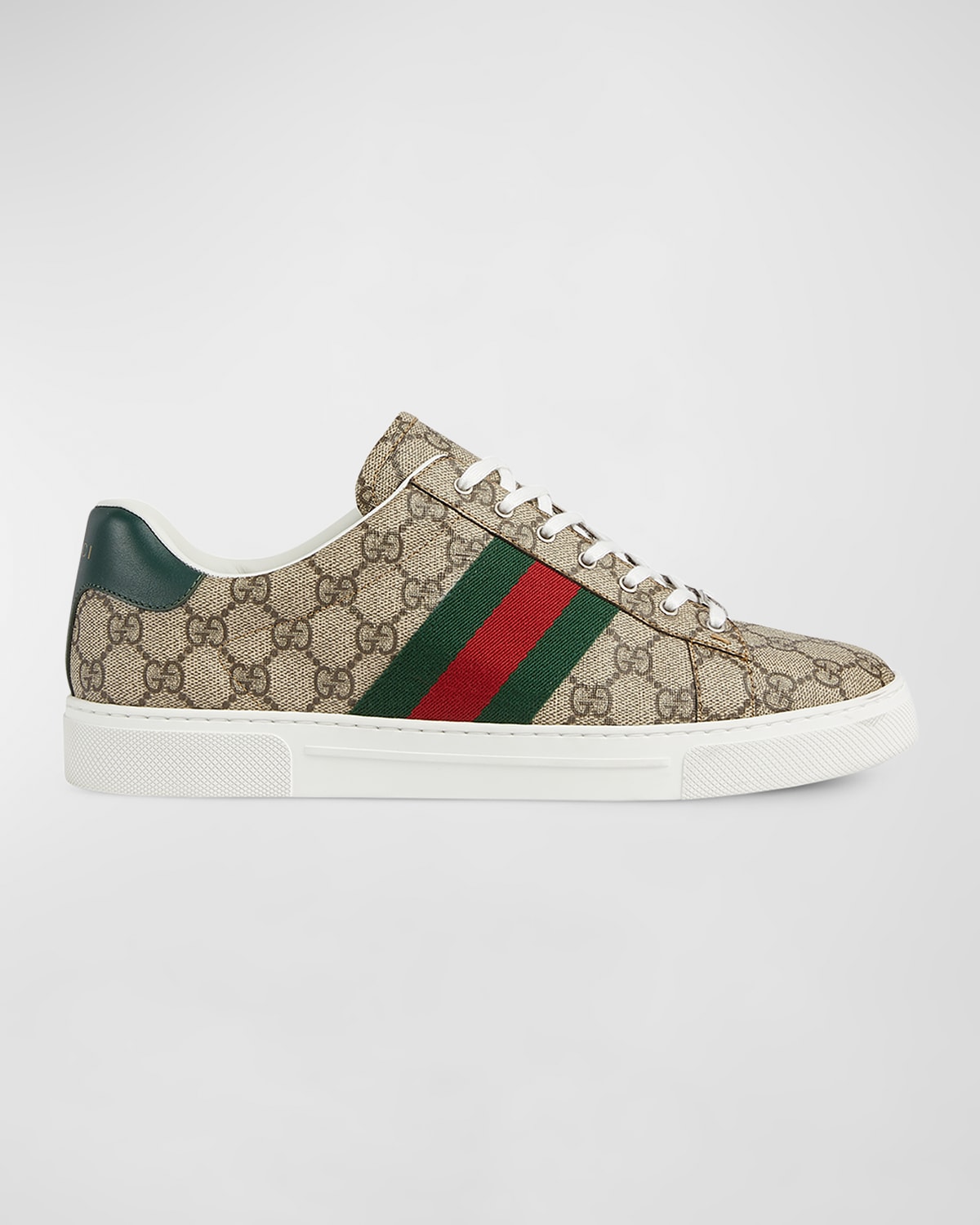 Shop Gucci Men's  Ace Low-top Sneakers With Web In Beige