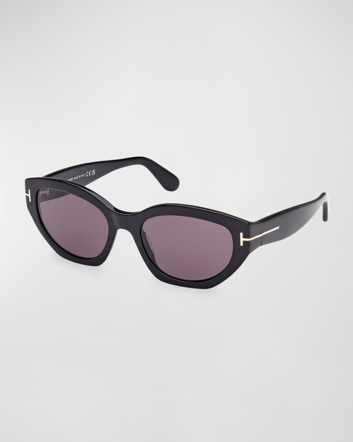 Shop Tom Ford Penny Acetate Butterfly Sunglasses In Shiny Black