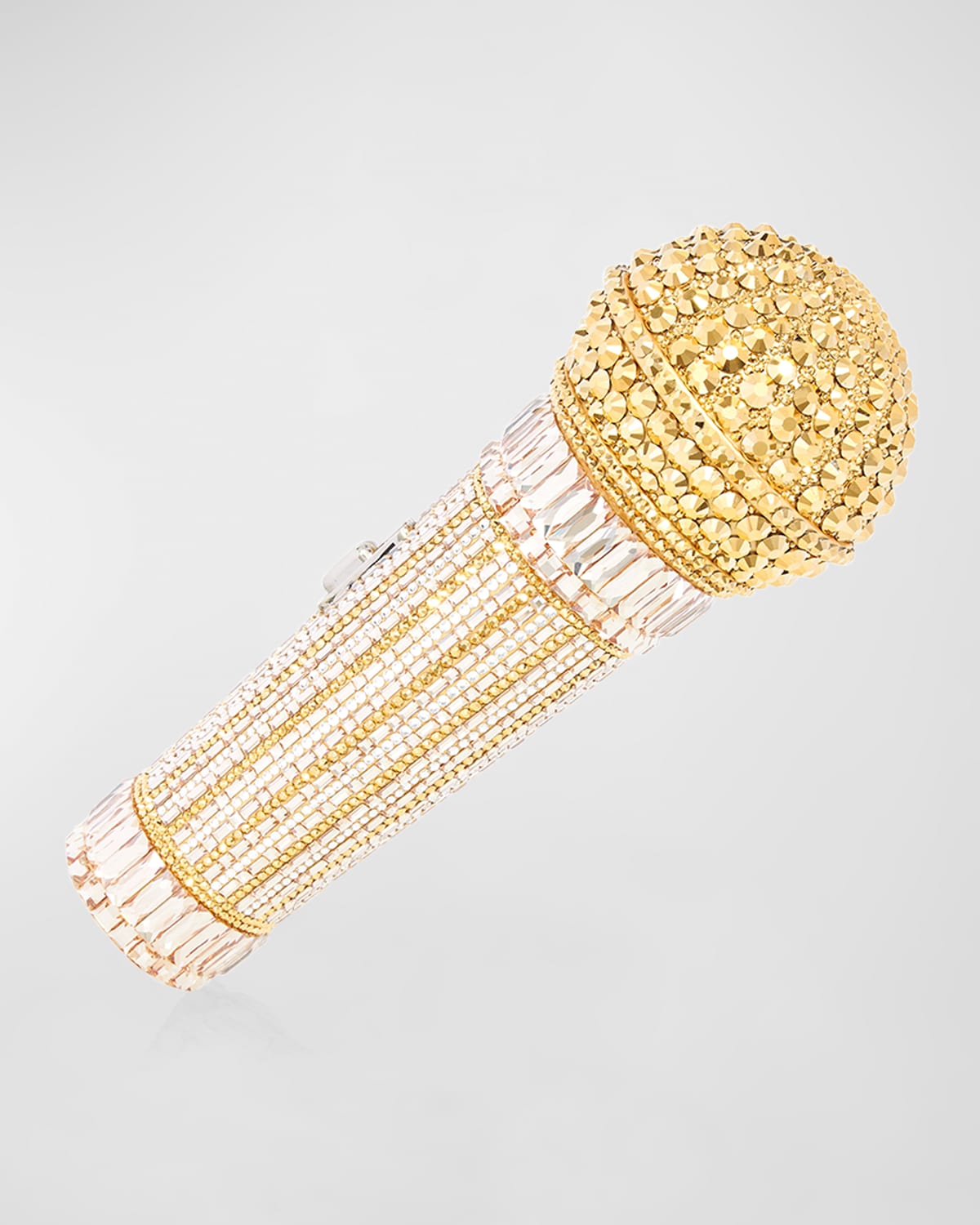 Judith Leiber Diva Microphone Crystal Clutch Bag In Silver Aurum