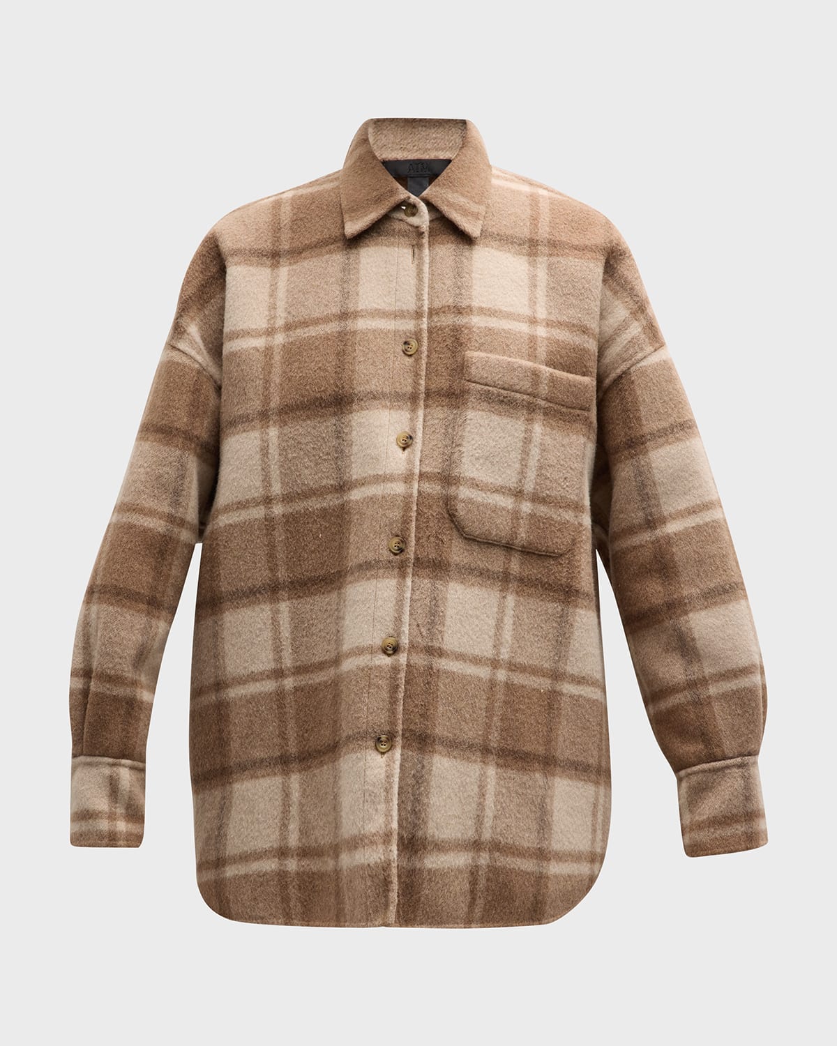 Atm Anthony Thomas Melillo Plaid Flannel Tomboy Shirt Jacket In Natural Beige Mul