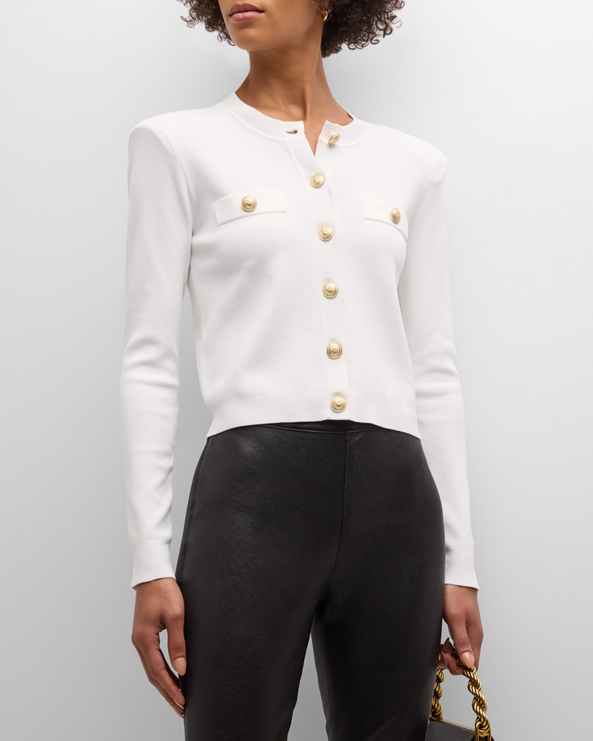 L Agence Toulouse Cardigan In White