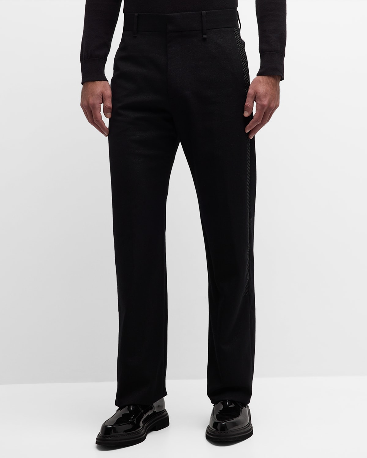 Givenchy Men's Wool Trousers With Side Crystal Embellishments In Black