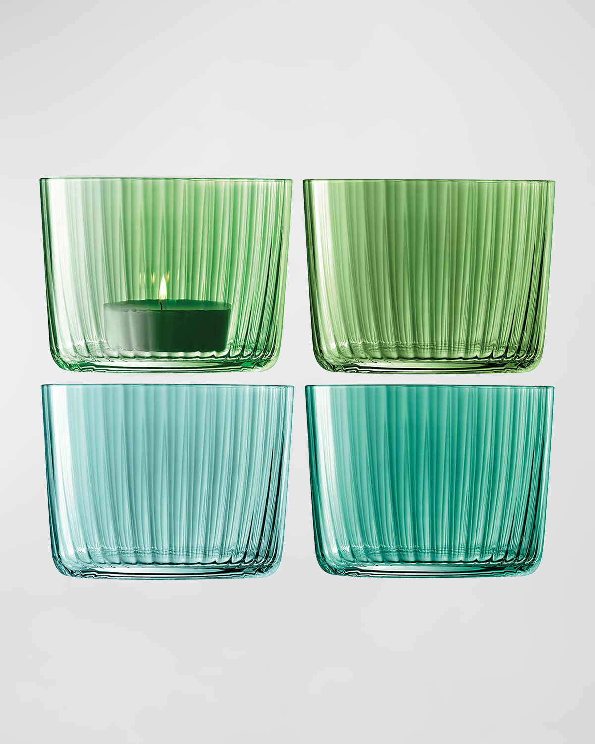 Shop Lsa Gems Tealight Holders, Set Of 4 In Jade