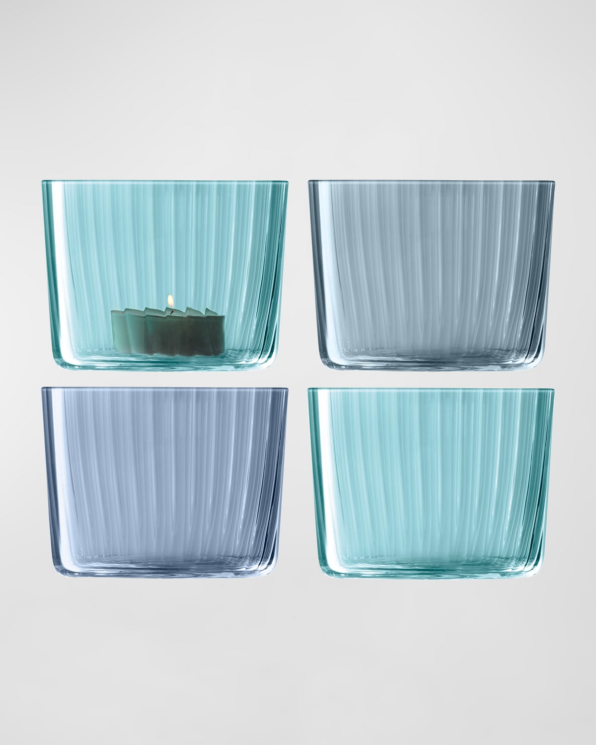 Lsa Gems Tealight Holders, Set Of 4 In Blue