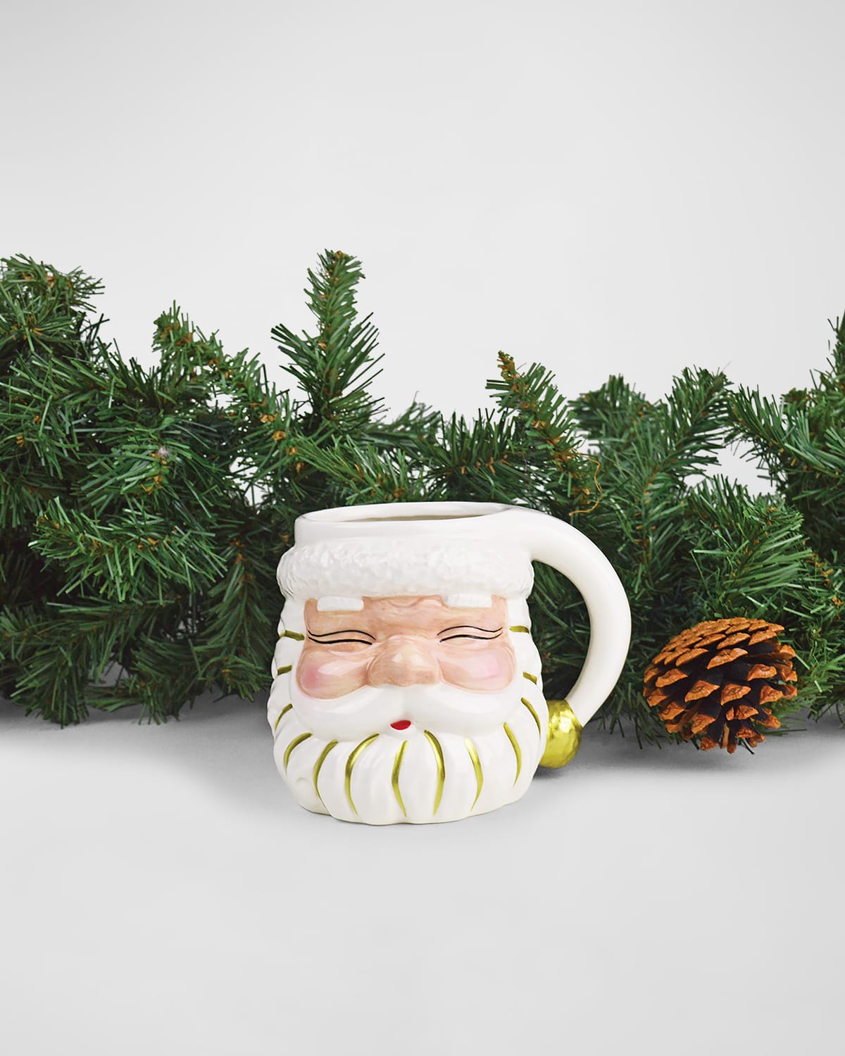 8 Oak Lane Santa Punch Bowl & Ladle In White