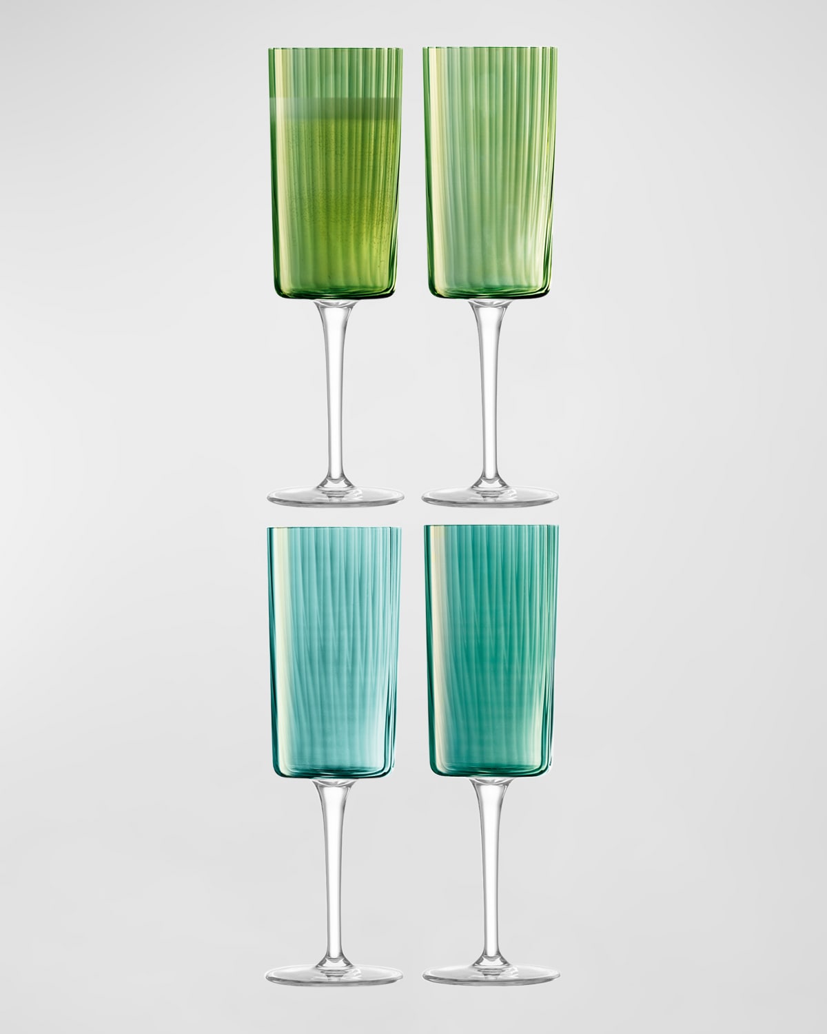 Lsa Gems Set Of 4 Champagne Flutes In Green