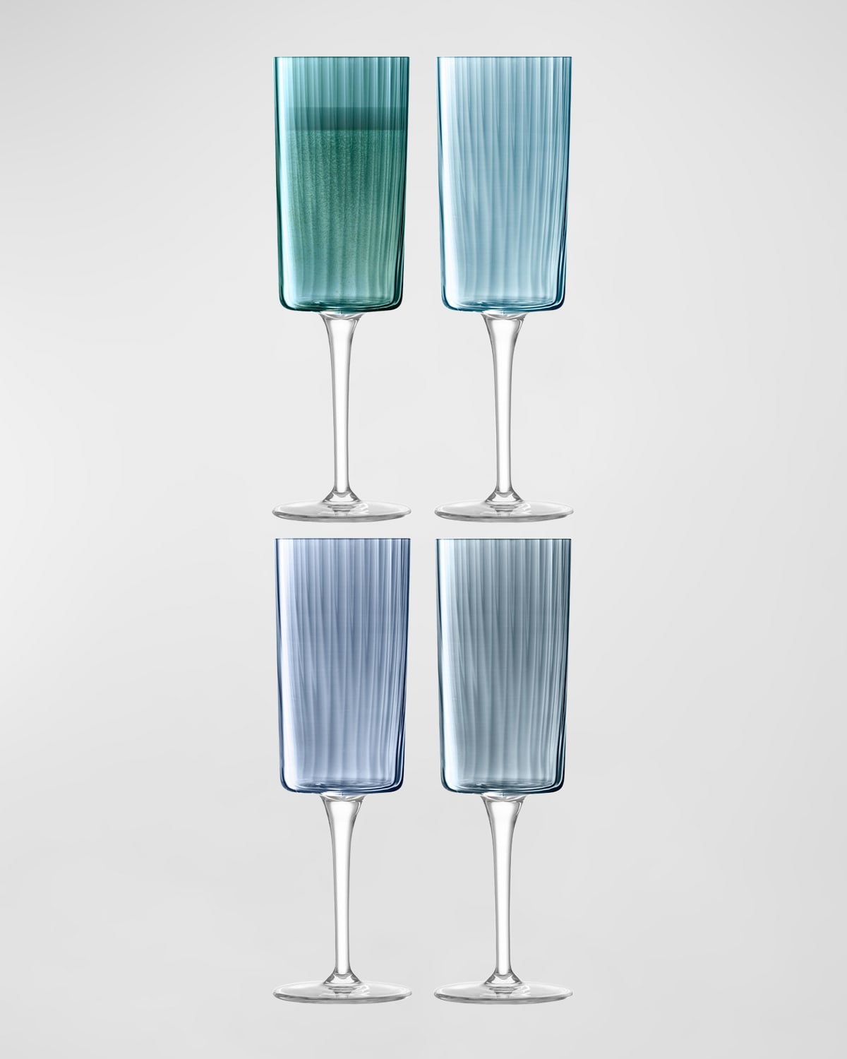 Shop Lsa Gems Champagne Flutes, Set Of 4 In Blue