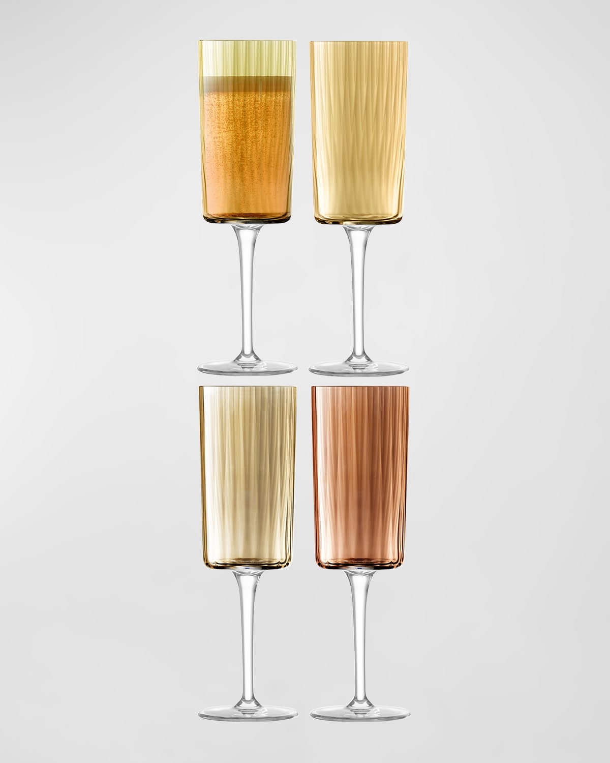 Lsa Gems Set Of 4 Champagne Flutes In Orange