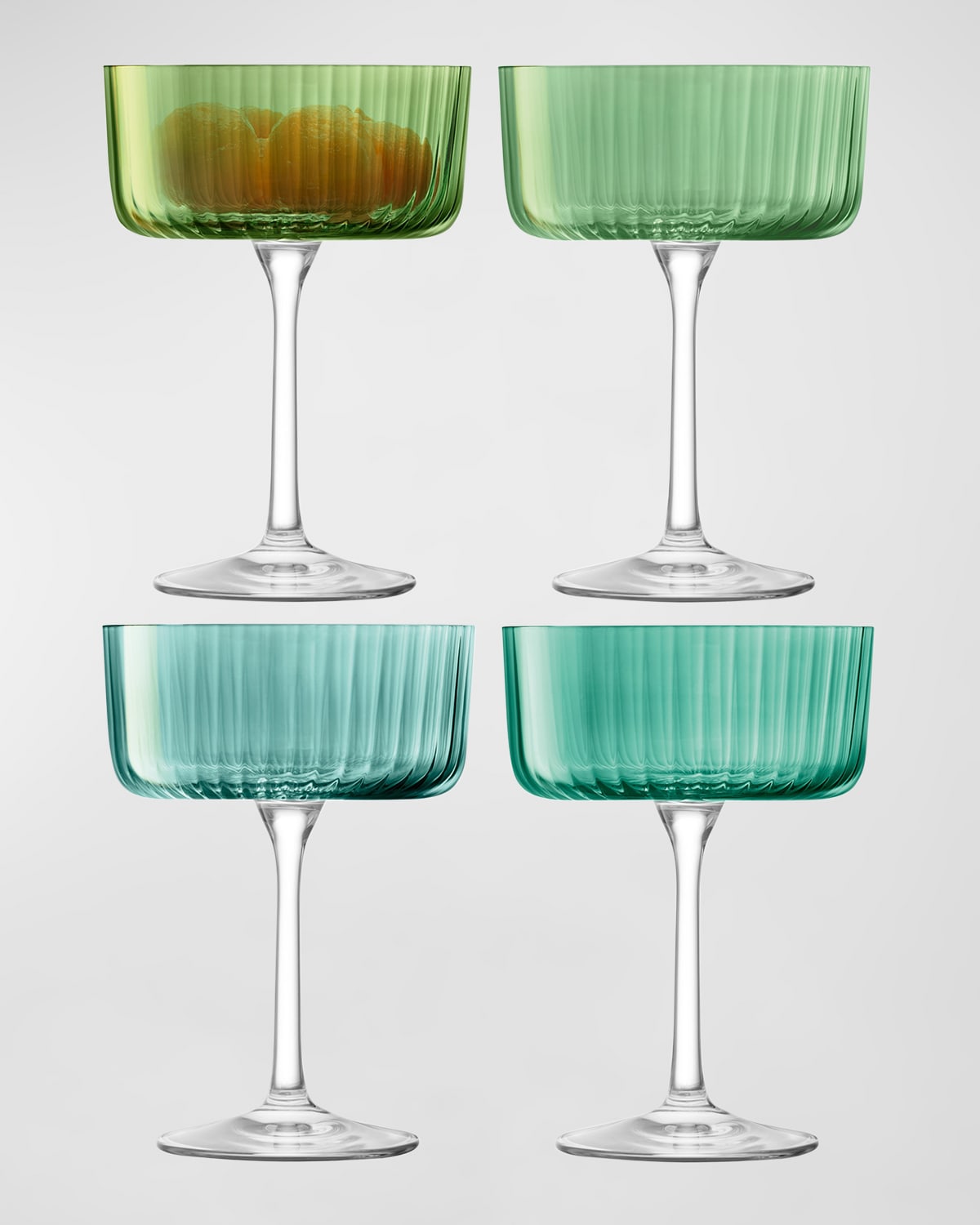 Shop Lsa Gems Champagne/cocktail Glasses, Set Of 4 In Green