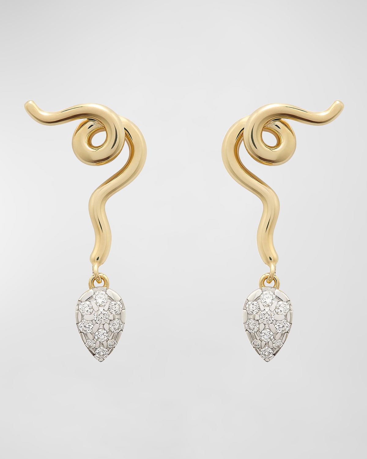 Bea Bongiasca 18k Yellow Gold Vine Pave Diamond Earrings