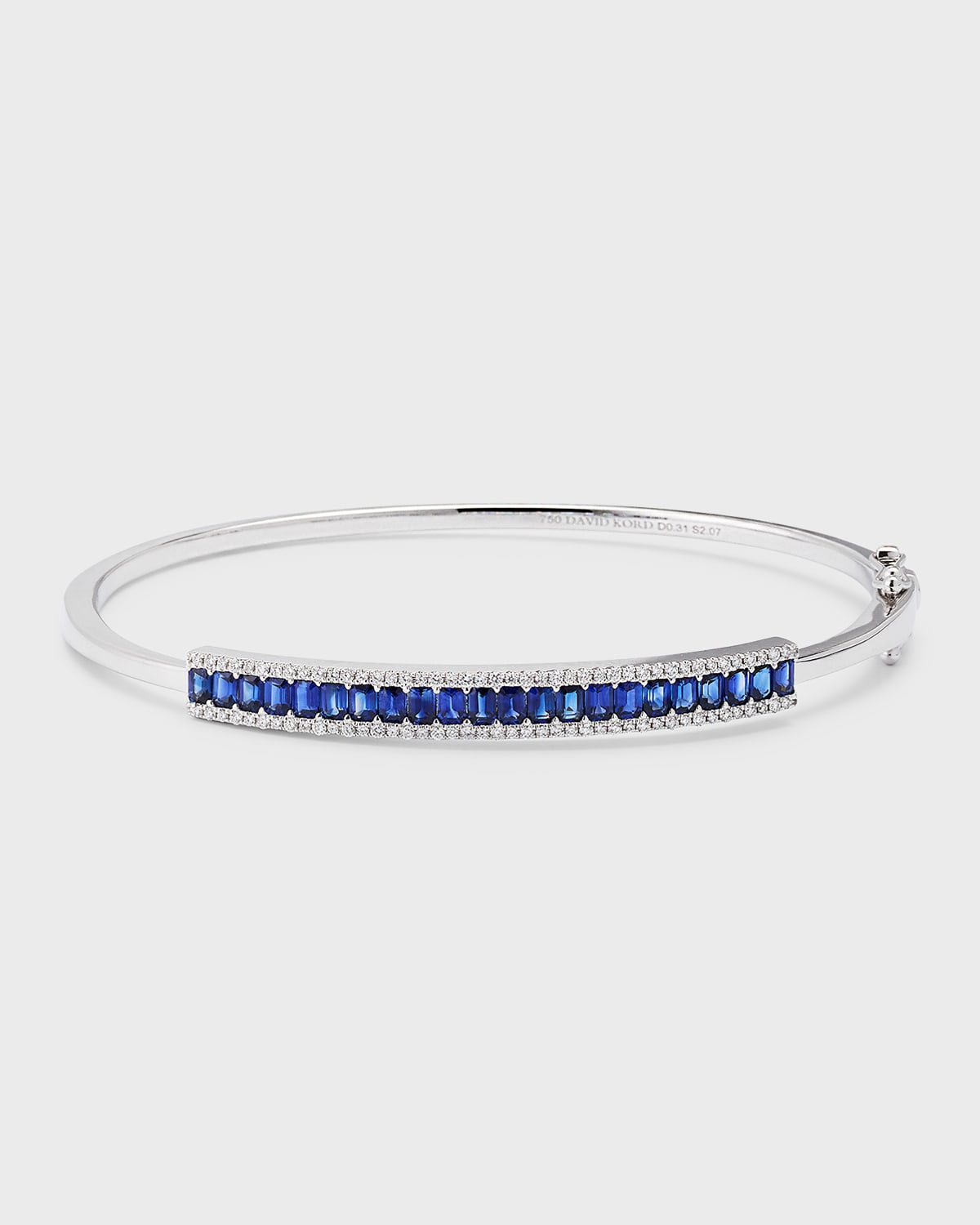 David Kord 18k White Gold Bangle With Blue Sapphires And Diamonds In Metallic