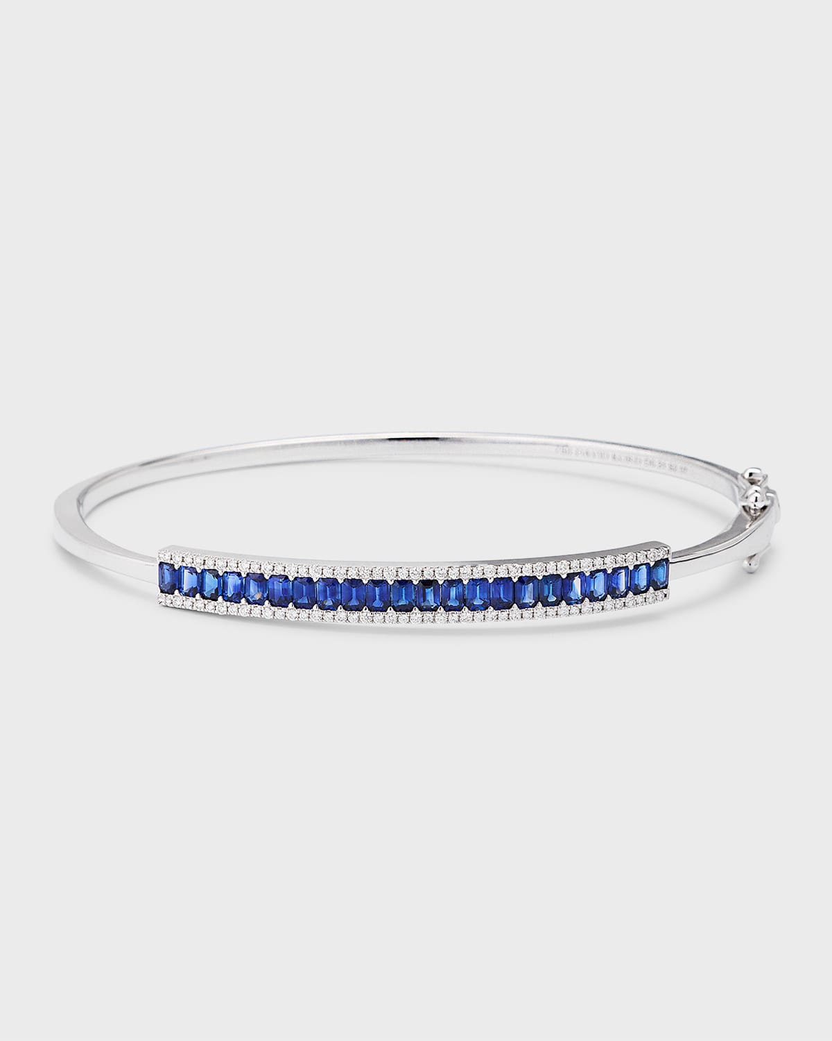 David Kord 18k White Gold Bangle With Blue Sapphires And Diamonds In Metallic