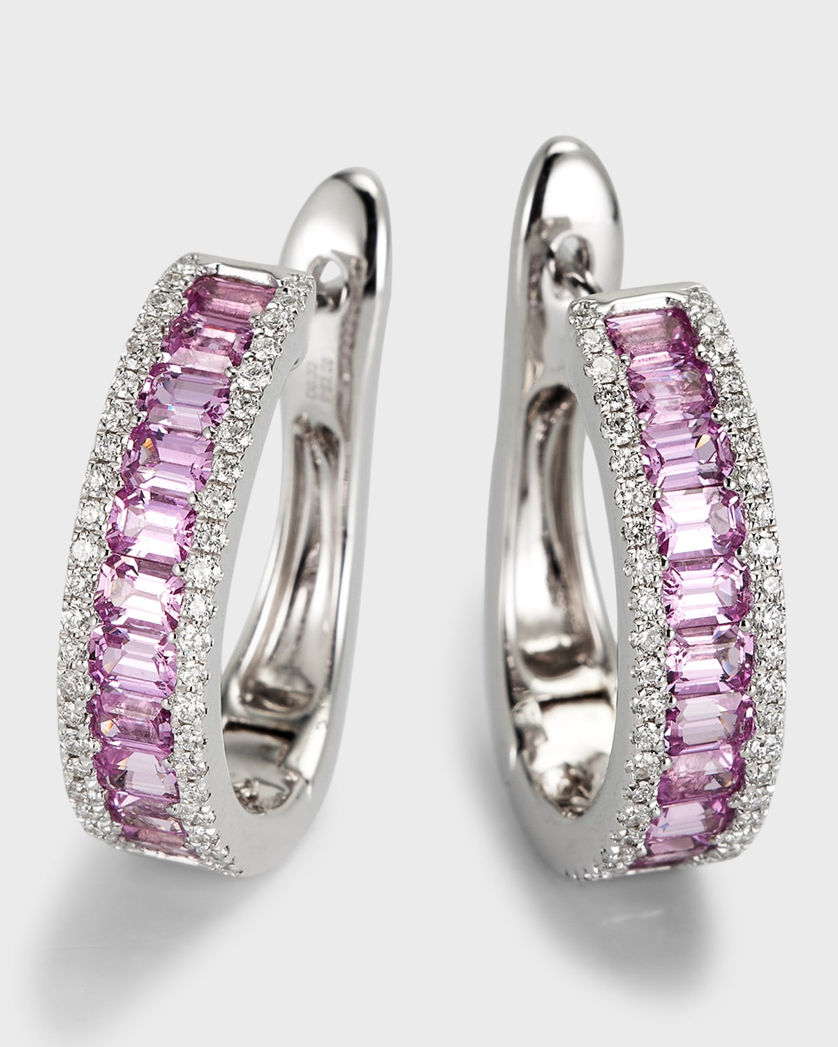 18K White Gold Earrings with Pink Sapphires and Diamonds