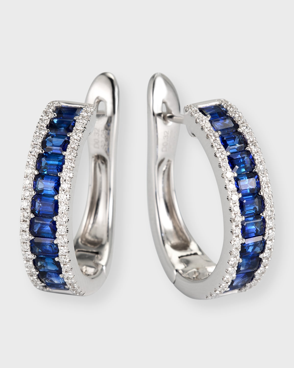 18K White Gold Earrings with Blue Sapphires and Diamonds