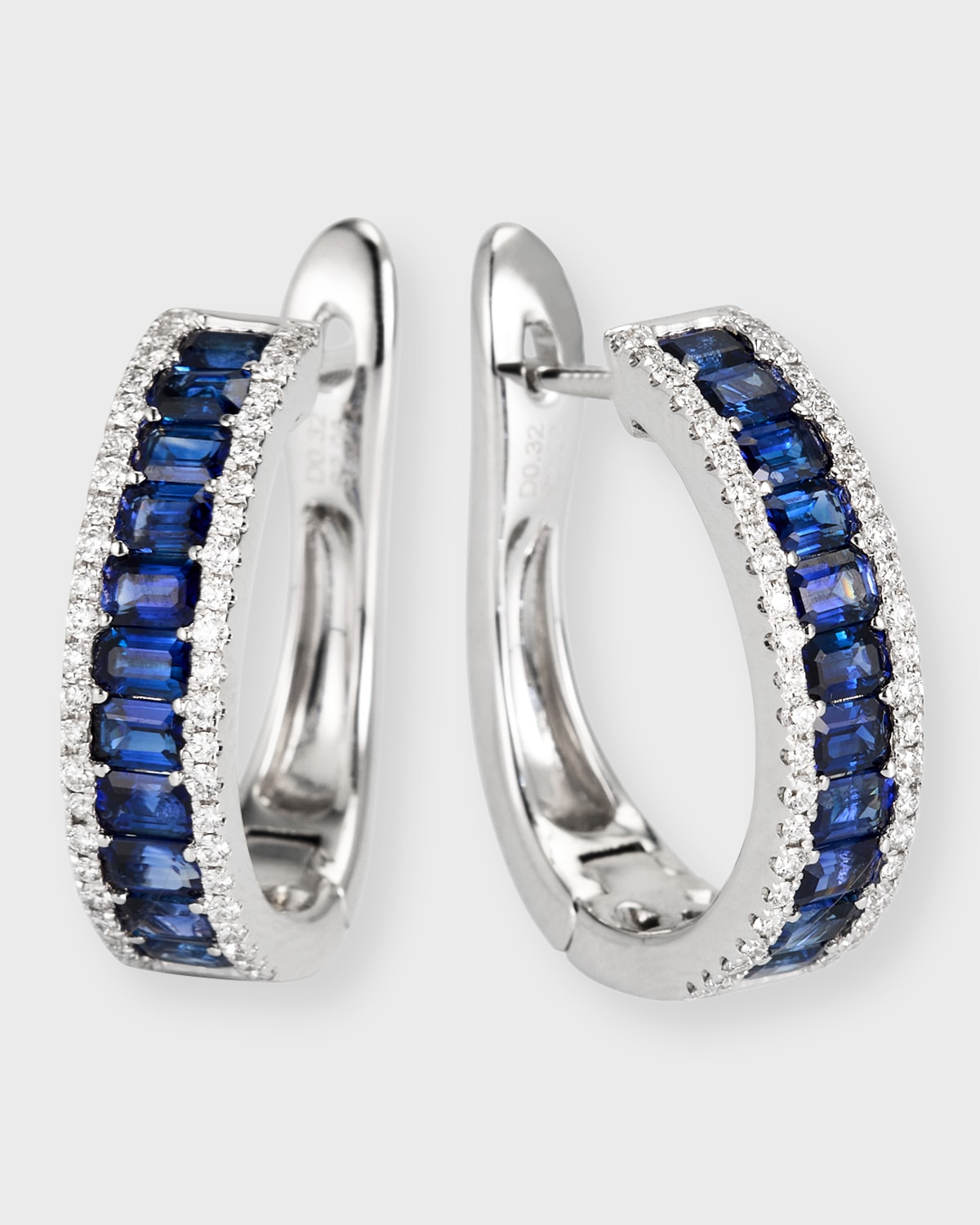 David Kord 18k White Gold Earrings With Blue Sapphires And Diamonds