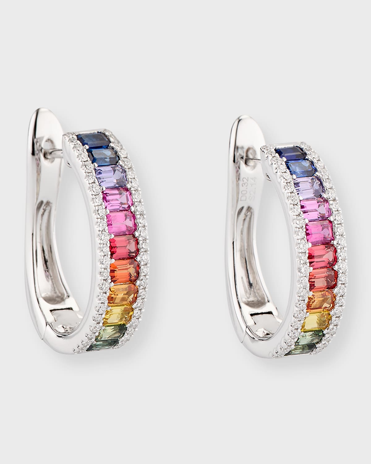 18K White Gold Earrings with Multicolor Sapphires and Diamonds