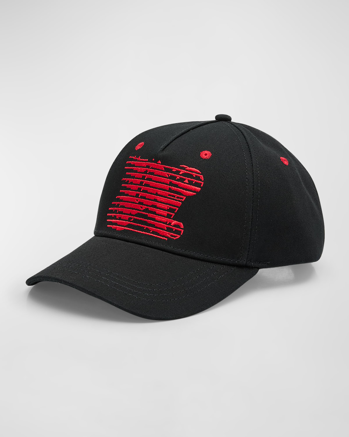 Shop Palm Angels Men's Racing Monogram Baseball Cap In Black Red
