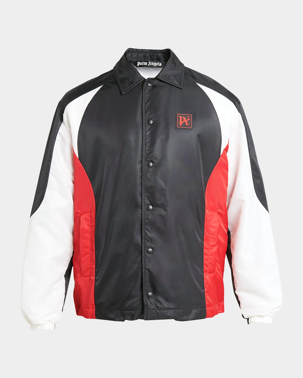 Shop Palm Angels Men's Colorblock Monogram Bomber Jacket In Black Red