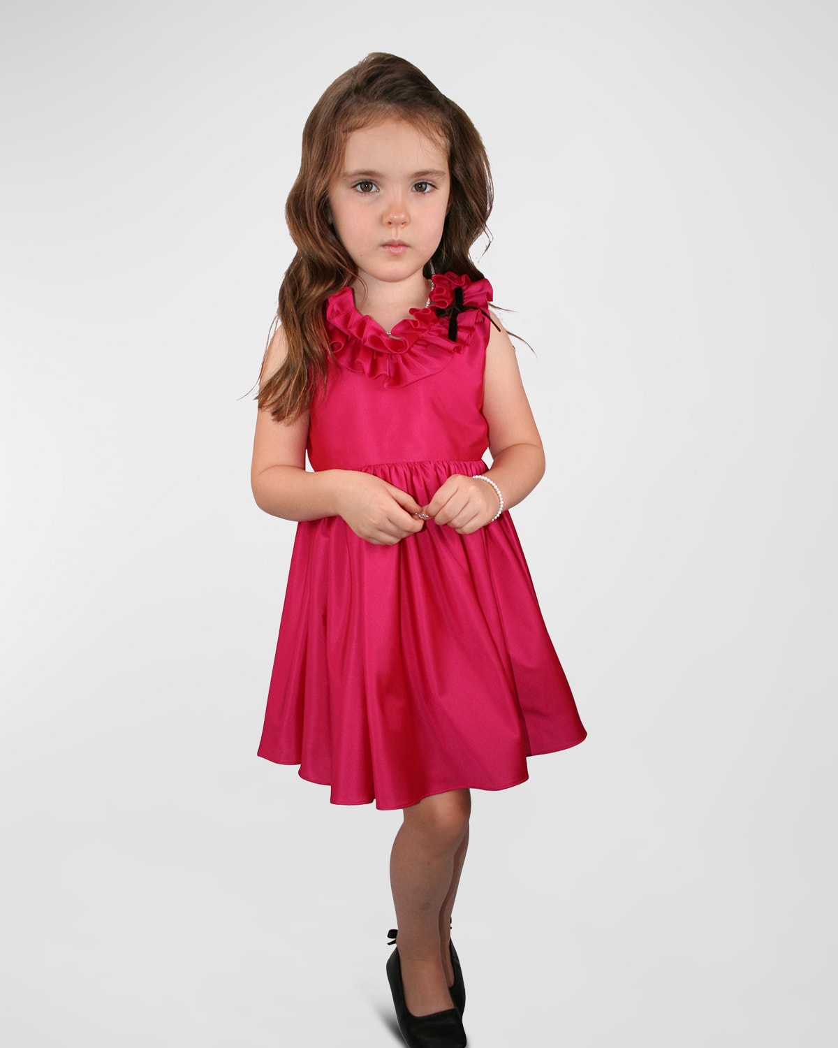 Helena Kids' Girl's Ruffle Trim A-line Dress In Pink
