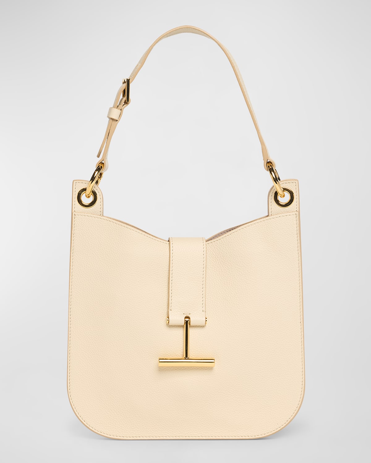 Tom Ford Tara Small Hobo Crossbody In Grained Leather In Neutral