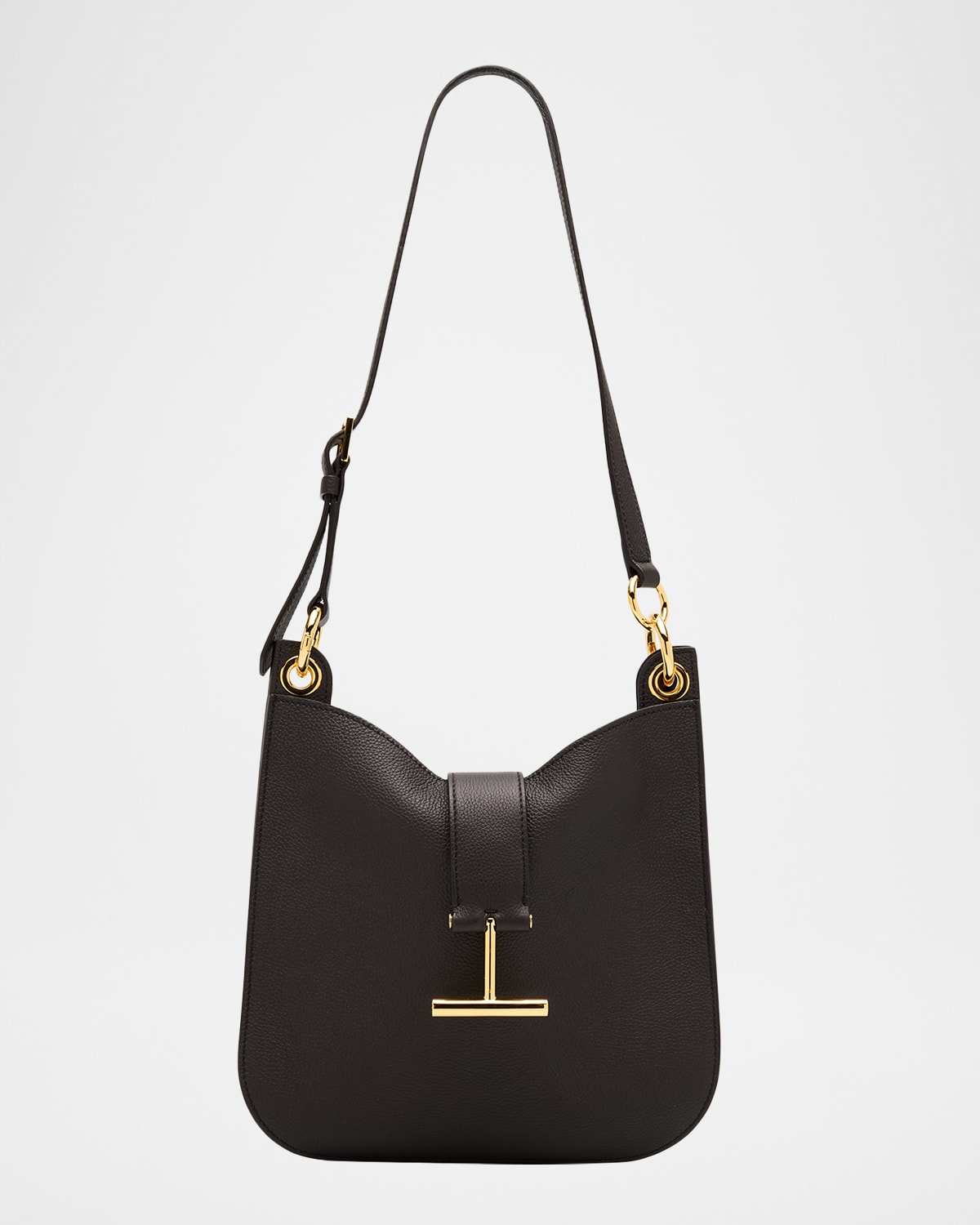 Tom Ford Tara Small Hobo Crossbody In Grained Leather In Brown