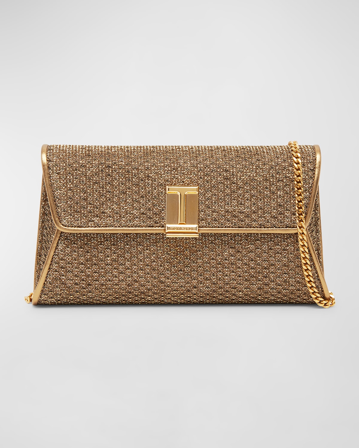 Tom Ford Nobile Metallic Textured Chain Shoulder Bag In 1y014 Dark Gold