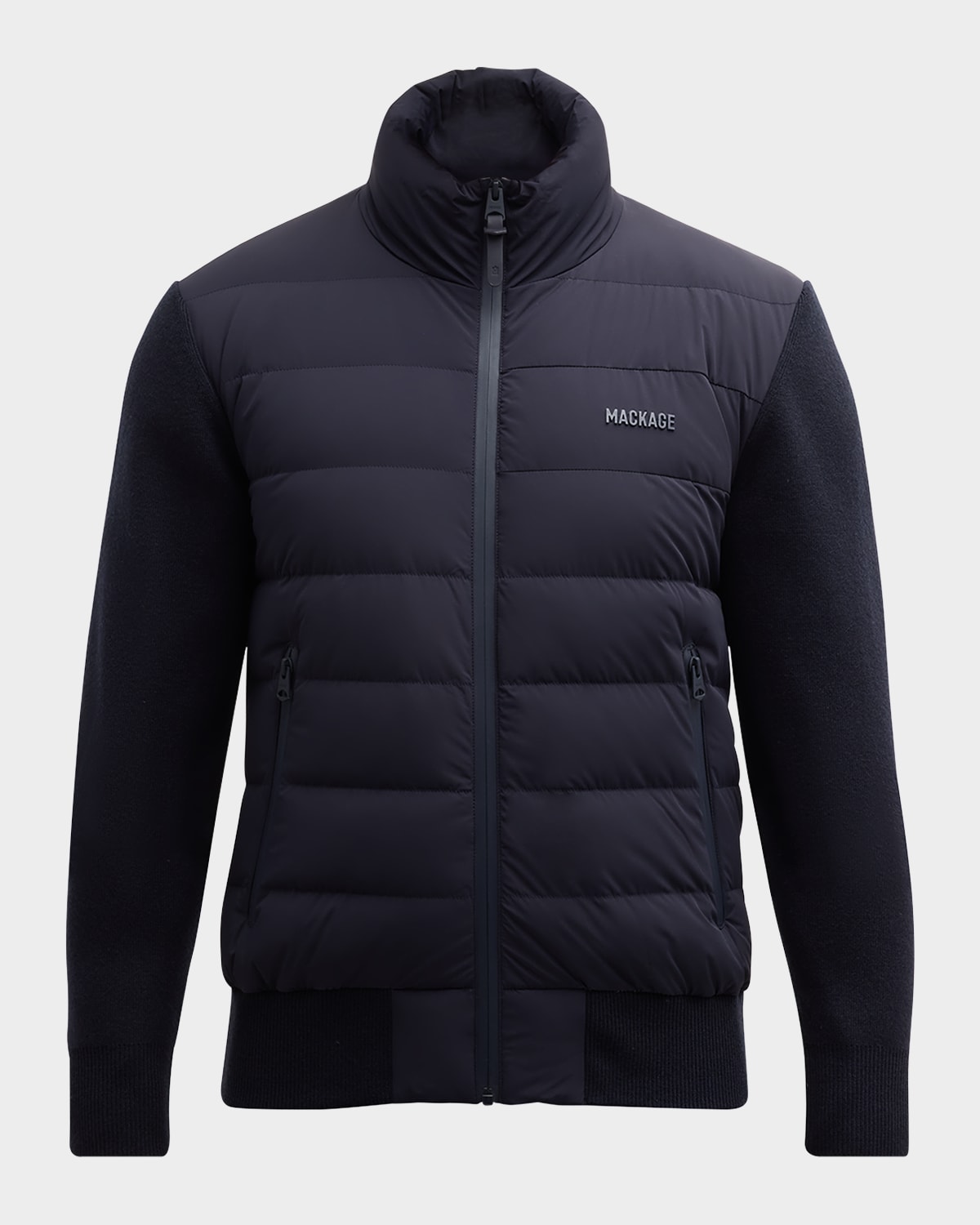 Shop Mackage Men's Haney City Hybrid Down Jacket In Navy