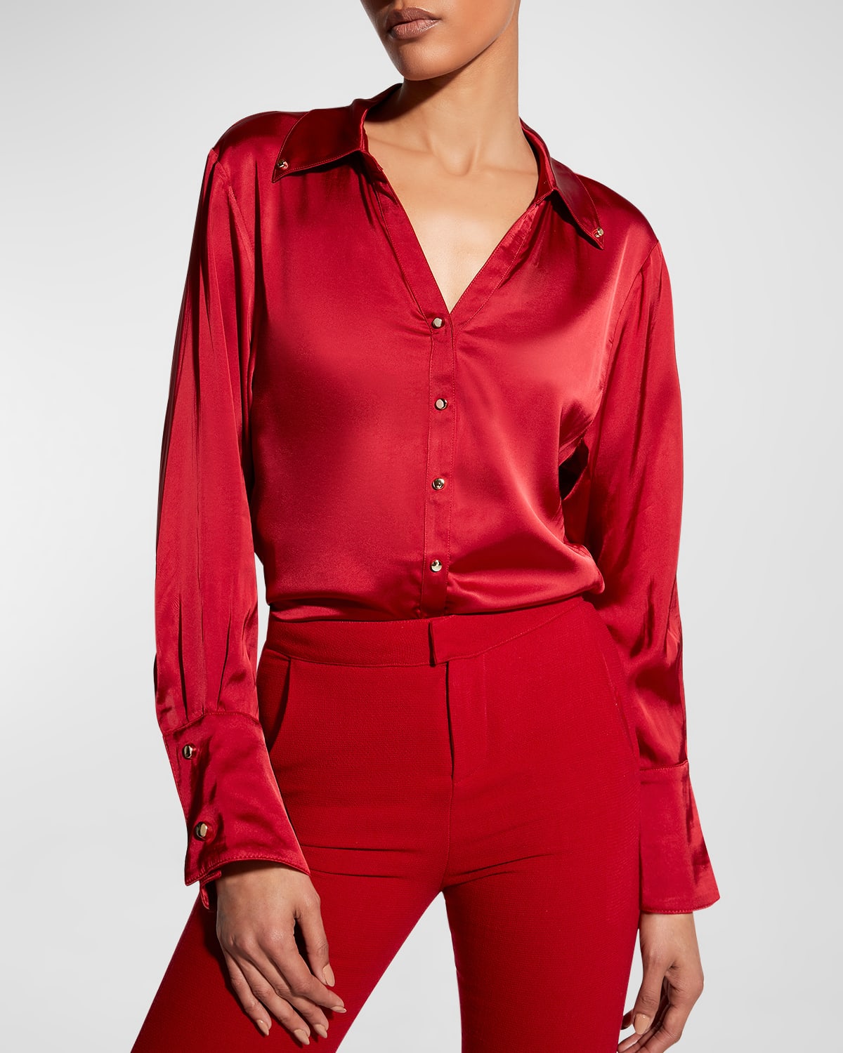 Billie Button-Front Satin Blouse