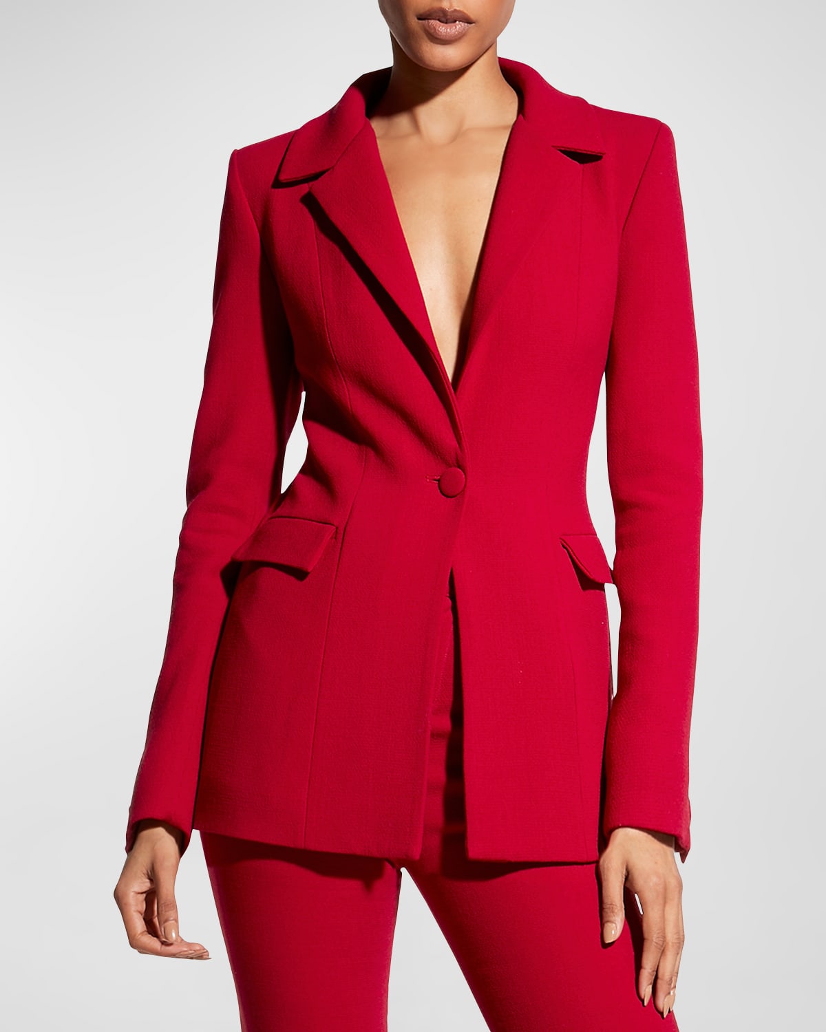 As By Df Billie Single-breasted Crepe Blazer In Coco Red