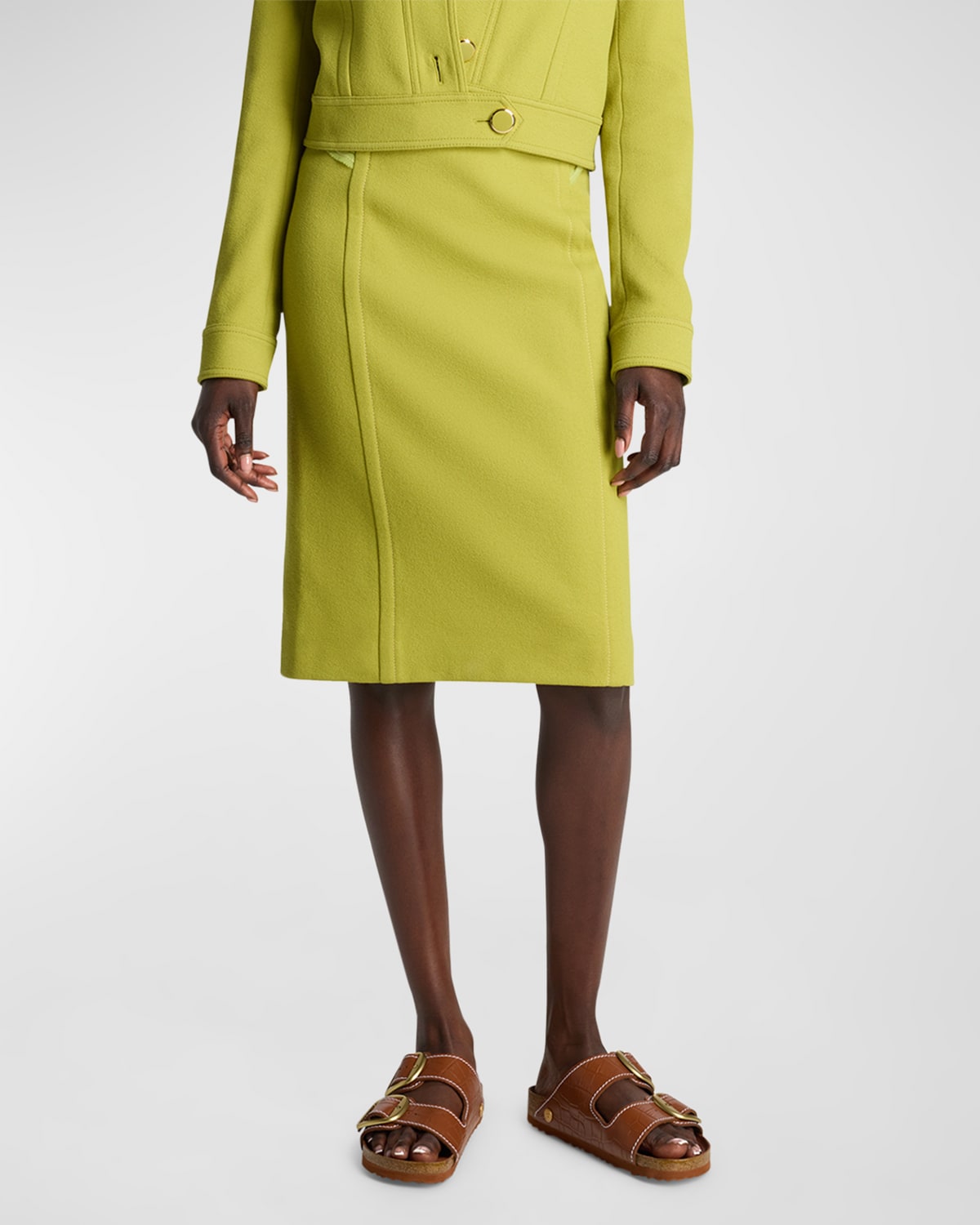 Shop St John Tailored Wool-blend Pencil Skirt In Chtr