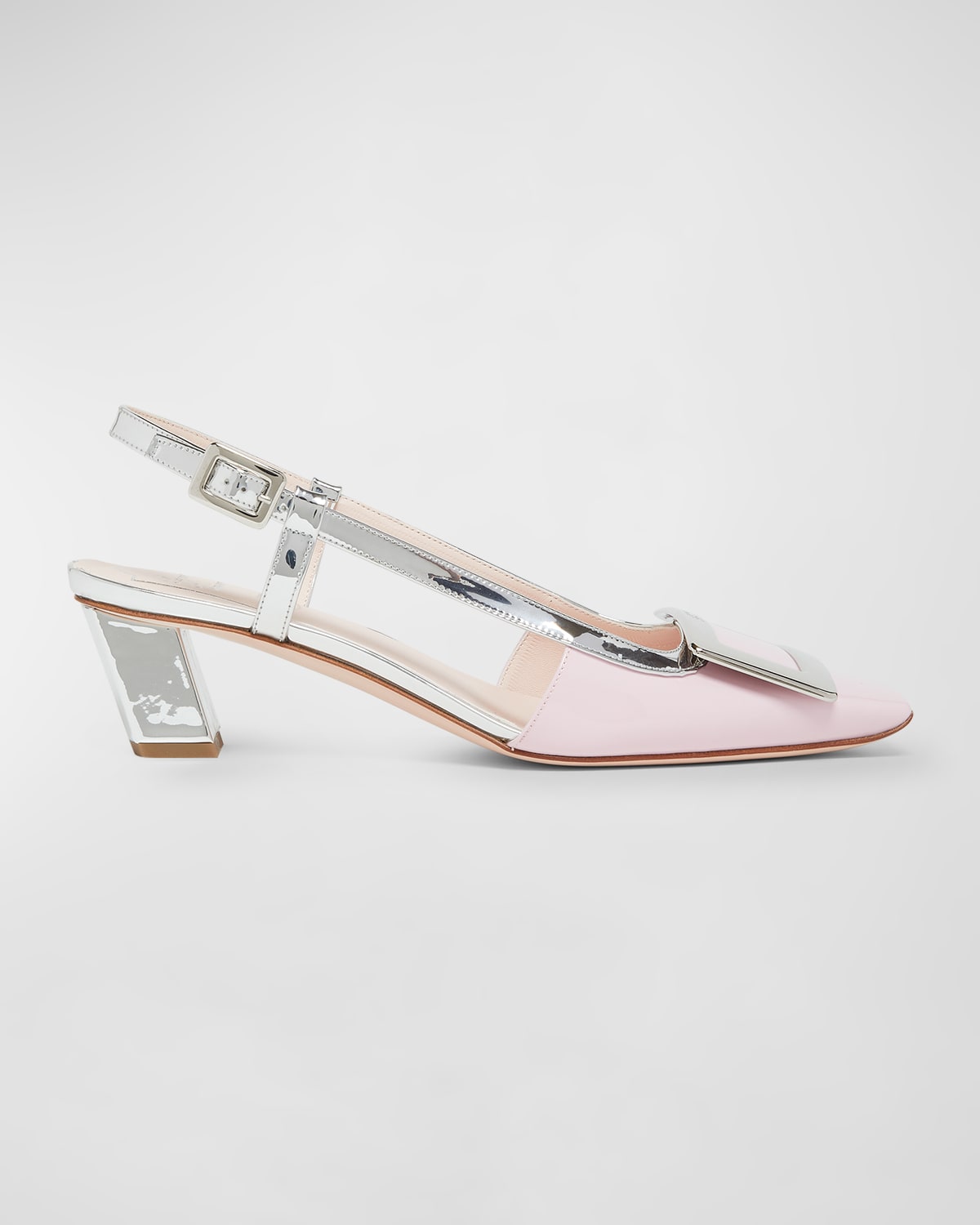 Shop Roger Vivier Belle Vivier Bicolor Slingback Pumps In Teen Pink/argento