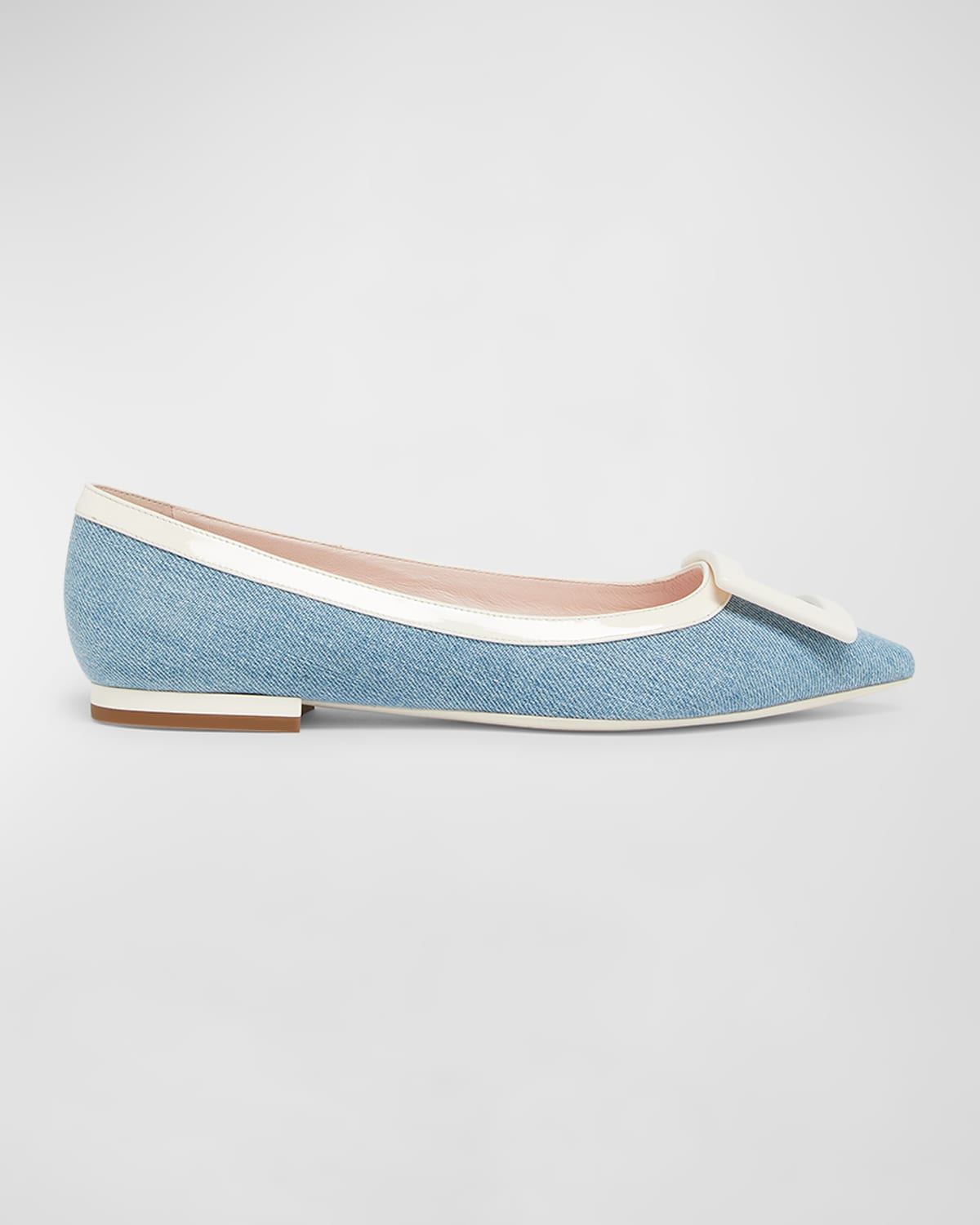 ROGER VIVIER GROMMETTINE BICOLOR BUCKLE BALLERINA FLATS